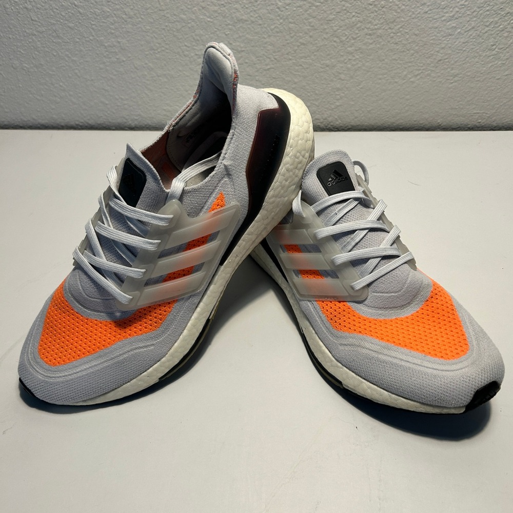 Adidas Ultraboost 21 Mens Running Shoes Grey Solar Orange Size 11 FY0377